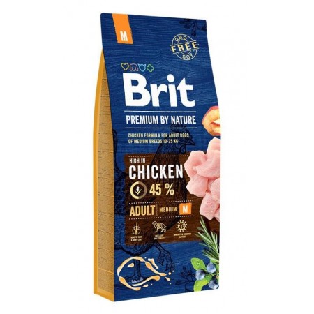 Brit Premium Adult Medium M корм для собак средних пород с курицей 15 кг